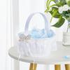 WTEMPO White Wedding Flower Girl Basket Hand-held Bow Flower Basket Lace Brim Decorative Small Basket Parties Weddings Supplies