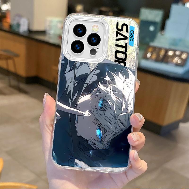 Anime Jujutsu Kaisen Satoru Gojo Gradient Phone Case for iPhone 16 15 14 13 12 11 8 7 6 Pro Max Plus XS XR Hard Shockproof Cover
