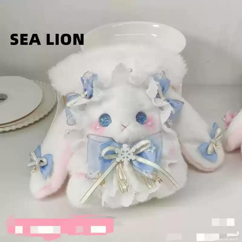 New Lolita Kawaii Drooping Ear Rabbit Doll Bag Bow Cute Plush Bag Pearl Original Crossbody Backpack Girlfriend Gift