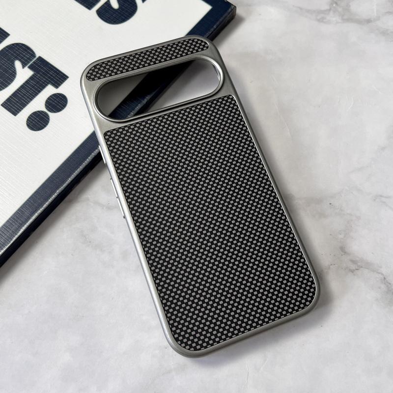 Luxus-Kohlefaser-Texturhülle für Google Pixel 9 Pro XL 9 9 Pro Hart-PC Stoßfeste, weiche Kante Einfarbige Telefonabdeckung