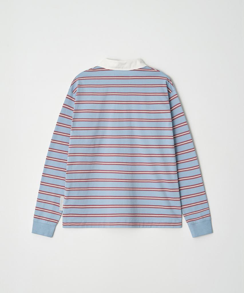 DTHIRTYONE Pinstripe Long Sleeve Collared T-Shirt (Blue Gray)