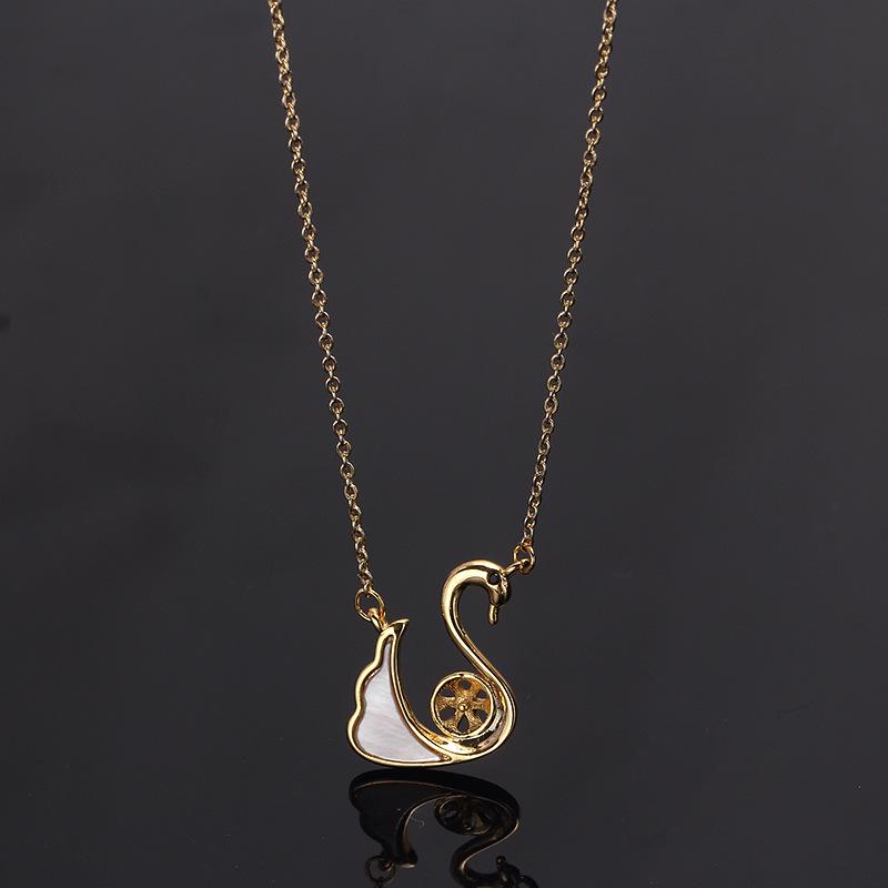 14K Gold-Filled Color-Preserving Swan Pendant Choker Necklace