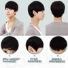 FESHFEN Men's Short Wig, 100% Human Hair, Full Wig for Men, Black Hair, Medical Use, Hand-Tied, Natural