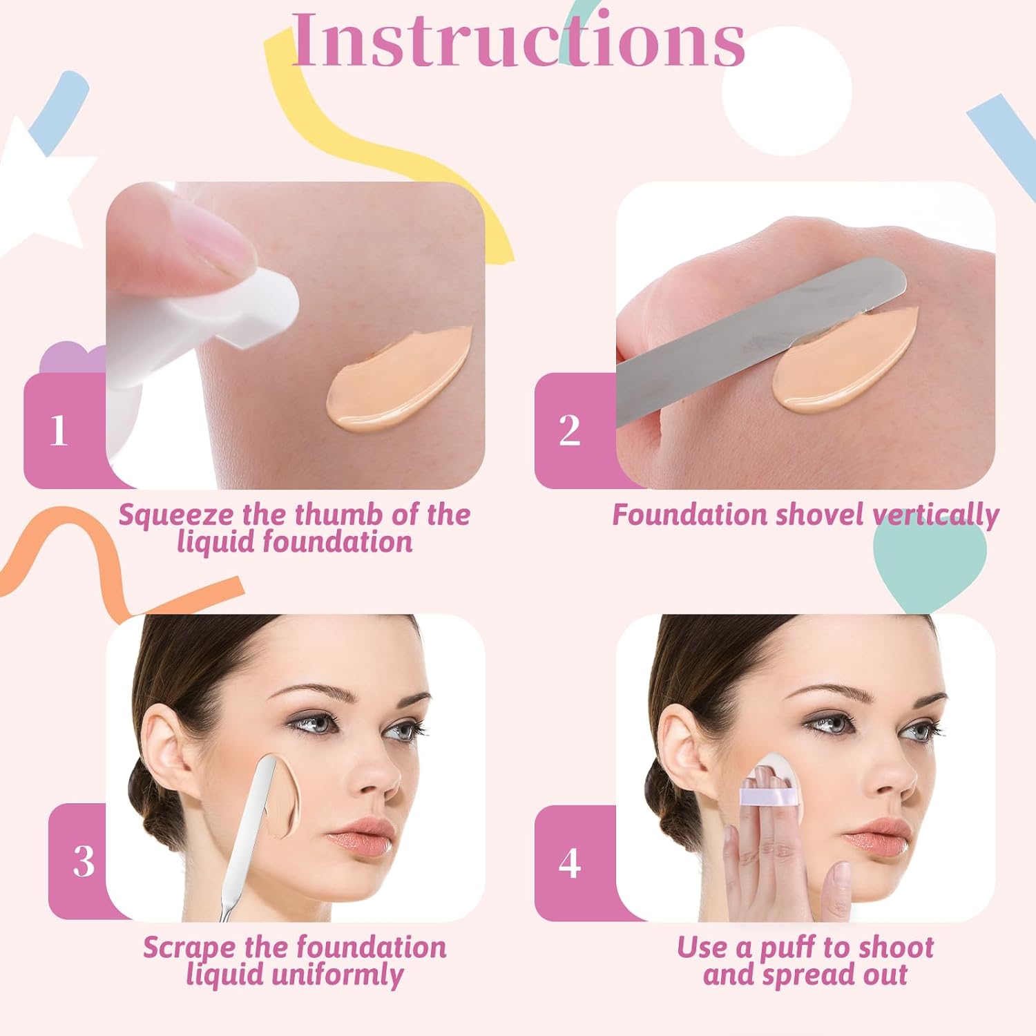 3 Pcs Makeup Spatula Foundation Spatula, Stainless Steel Makeup Palette Mixer Face Cream, Tiny Facial Beauty Double Edged Applicator Cosmetic Mixing