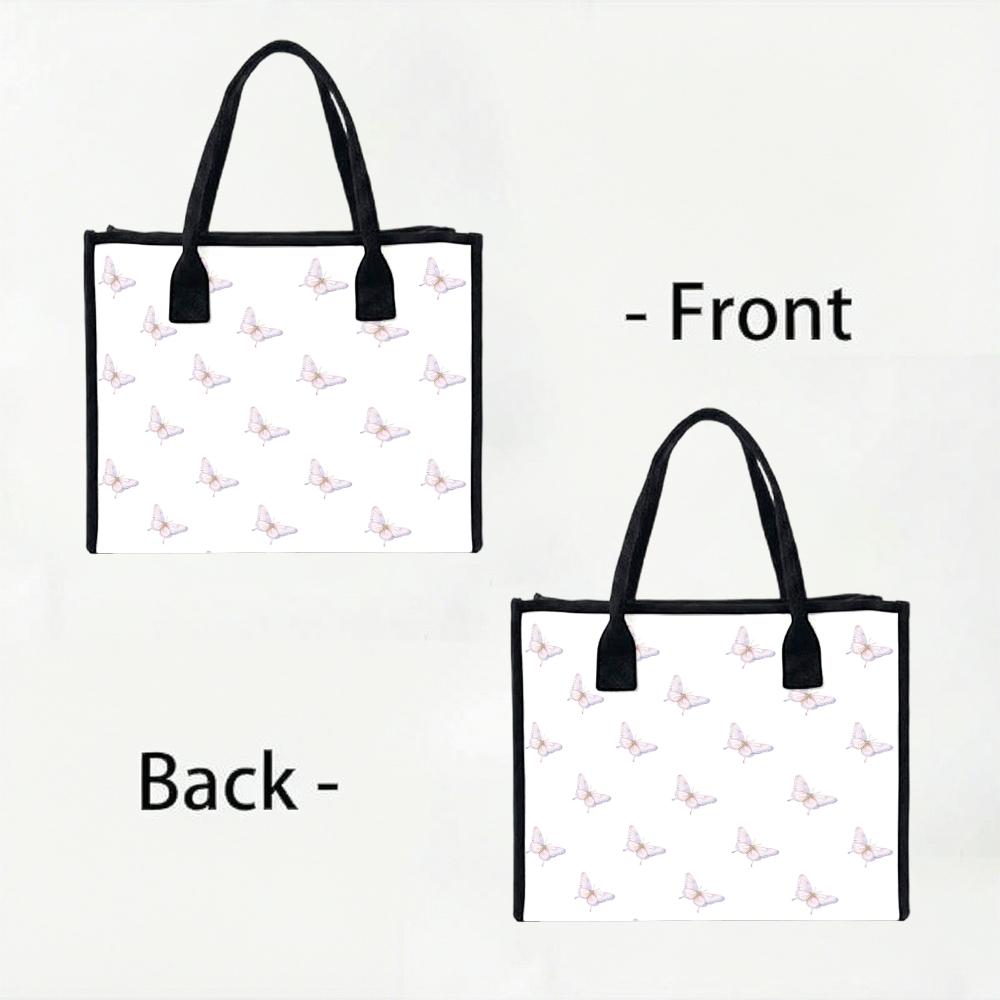 Butterfly Printed Tote Bag Casual Large Capacity Handbag for Daily Use