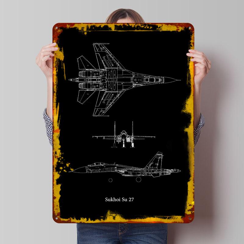 

Sukhoi Su 27 Metal Poster Customized Wall Art Retro Vintage Tinplate Signs for House Decor Decoration Living Room Man Cave Home 7.9x11.8In(20x30cm)