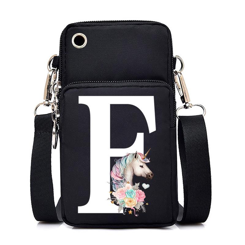 Unicorn Unicorn Letter Printing Black Oblique Span Bag Casual Portable Multi-Function Mobile Phone Bag