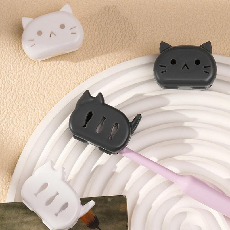 Husa Portabilă pentru Cap de Periuță de Dinți în Formă de Pisică, Capac Protector Antistropi, Clip Portabil din Plastic pentru Uz Casnic, Călătorii, Accesoriu Baie