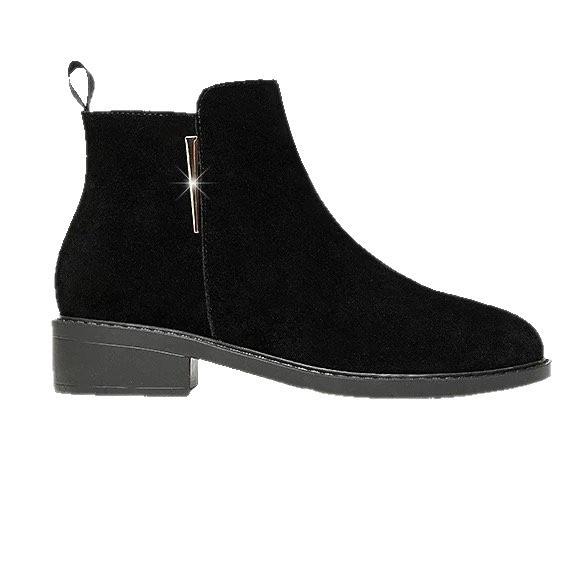 Autumn and winter frosted leather suede small short boots new cotton boots flat-bottomed soft leather ankle boots velvet warm boots