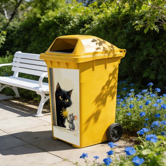 Dustbin Sticker Funny Cartoon Animal Wheelie Bin Decal Self Adhesive Cute Monkey Chicken Cat Sticker for Door Trash Cans Bins Driveway Garden Patio