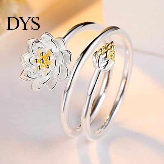 Smooth Women Ring Exquisite Double-layer Lotus Shape Opening Adjustable Lady Circlet Gift Knuckle