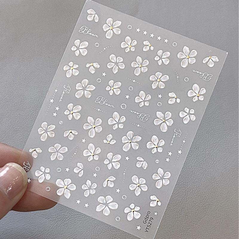 

Jelly Five Petal Flower Nail Sticker 2025 New Arrival Asymmetrical Bright Crystal White Flower Adhesive Nail Decals Decoration 2 jelly YT5279