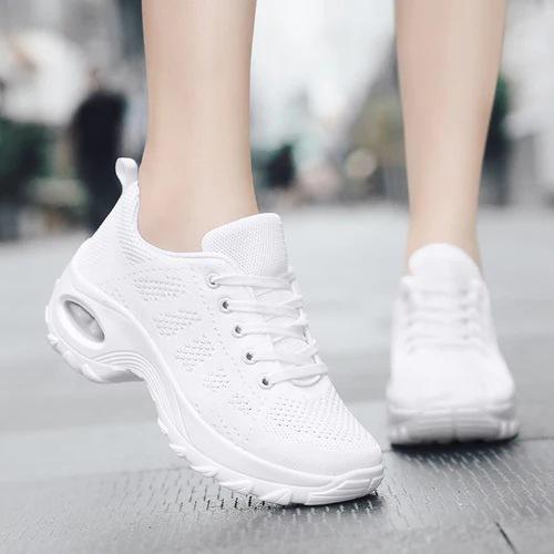 2020 Spring New Fly-woven Thick-soled Lightweight Versatile Lace-up Dance Shoes Casual Shoes Women's Shoes 41 42