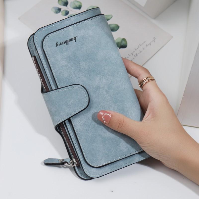 

Женский кошелек и клатч из матового ПУ большой вместимости, держатель для карт синий