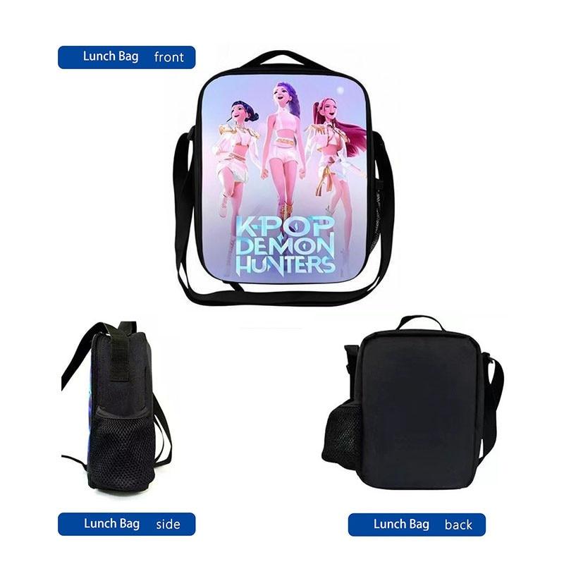 K-Pop 3-teiliges Schulrucksack-Set Mehrfarbiger Schülerrucksack Umhängetasche Federmäppchen Kombi Campus-Tasche