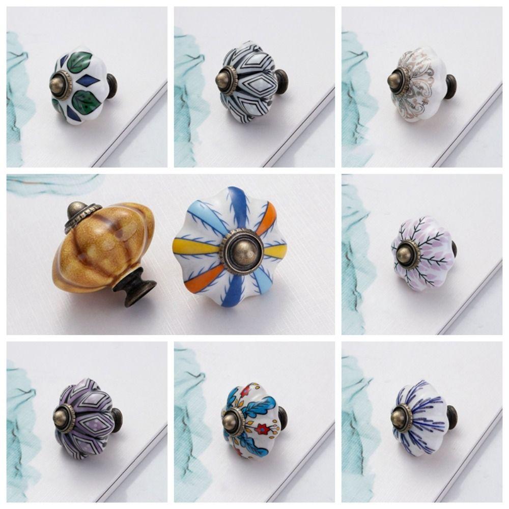 Single Hole Pumpkin Handle Multiple Colors Furniture Knob Durable Vintage Door Handle  Drawer