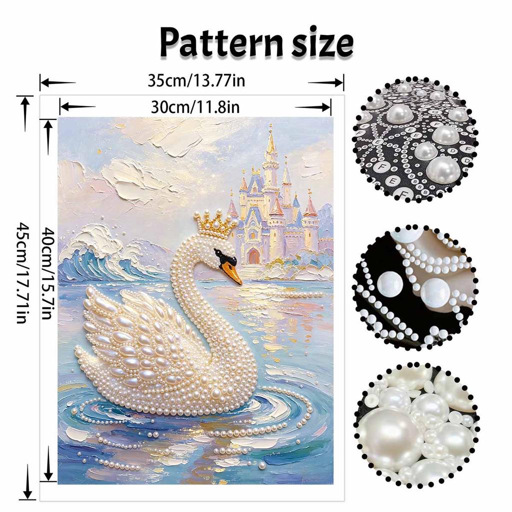 Swan pearl painting handmade DIY 5D creative ornaments living room home decoration paintingelegant princess swan castle design