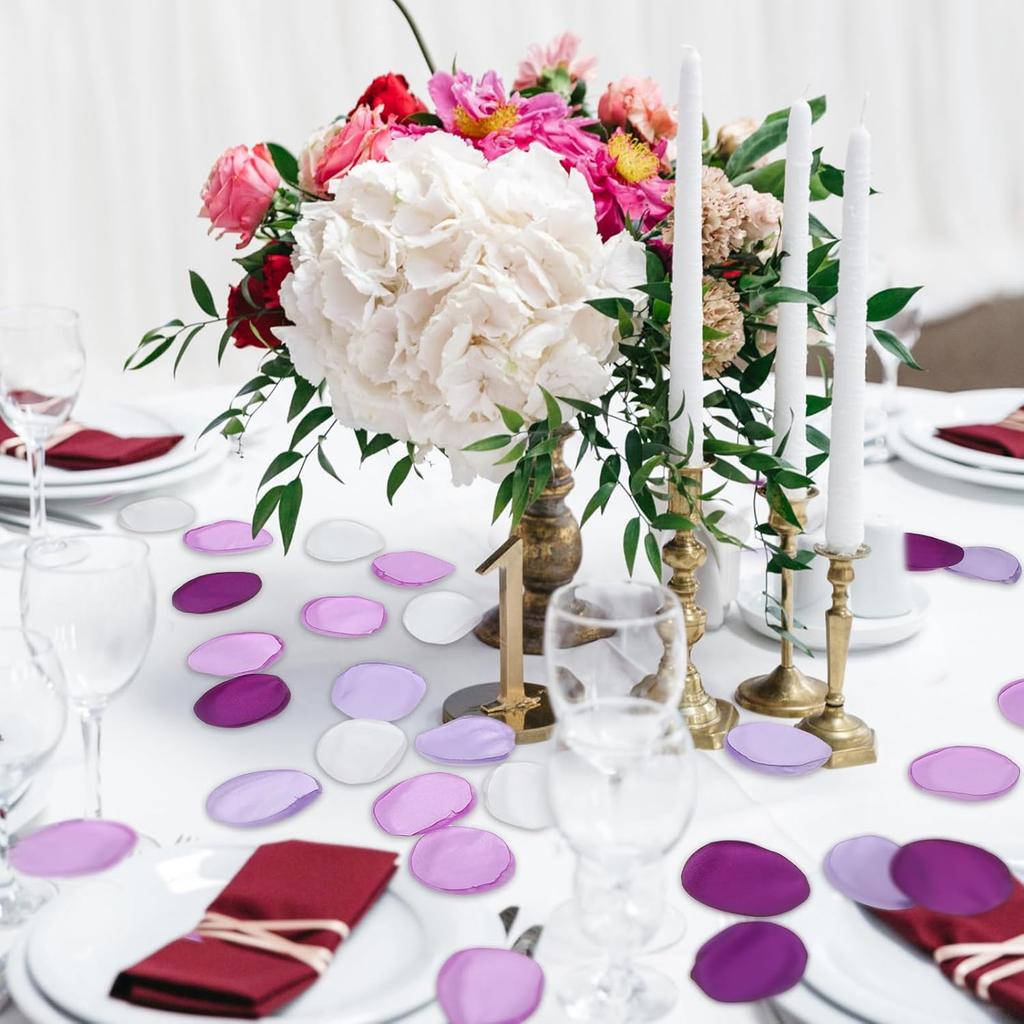 200Pcs Purple White Rose Petals for Wedding Lavender Purple Silk Petals Wedding Aisle Decor Flower Girl Scatter Petal for Valentine's Day Flower