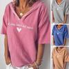 Sommer Unifarbene Damen Buchstaben Herz Druck Kurzarm Hoodies Mit Kapuze T-Shirt
