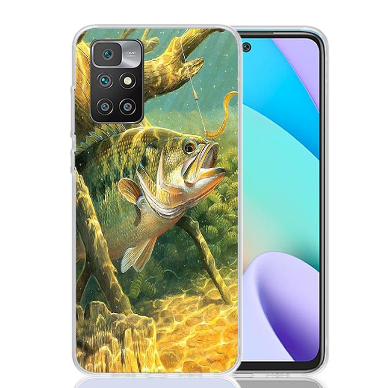Carp Fish Fishing Rod Hook Phone Case For Xiaomi 14C 13C 12C 13 12 10 10A 10C 9 9A 9C 9T 8 8A 7 7A 6 6A K70 Pro K60 K40 K20 14C