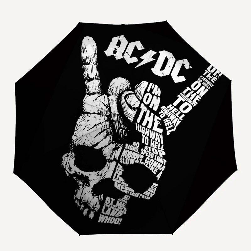 

1pc ACDC Band Automatic Opening/Closing Umbrella with Convenient Three-Fold Design, 8 Iron Ribs - for Outdoor Daily Use, Travel