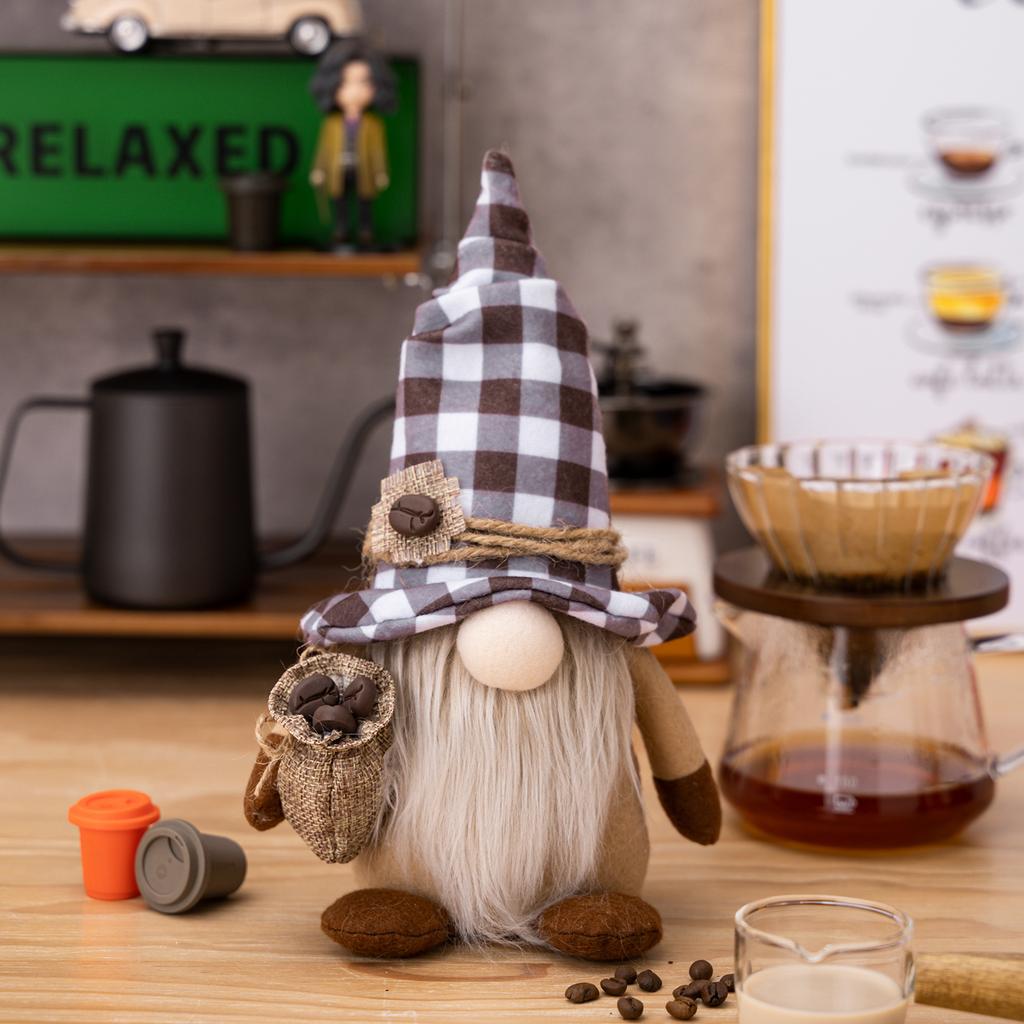 1/2 Pcs Coffee Gnome Coffee Bar Decoration, Handmade Swedish Gift Farmhouse Plush With Coffee Bag Christmas Kitchen Decoration