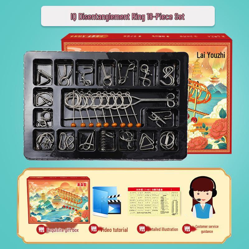 24-Piece Interlocking Rings and Luban Kongming Lock Set - Children's Educational Disentanglement Toys