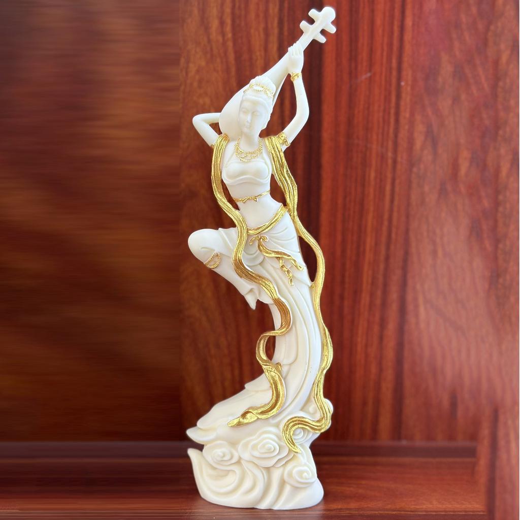 Home Decoration Accessories Ivory Fruit Wood Carving Dunhuang Flying Beauty Ornament Chinese Classical Living Room Decorations