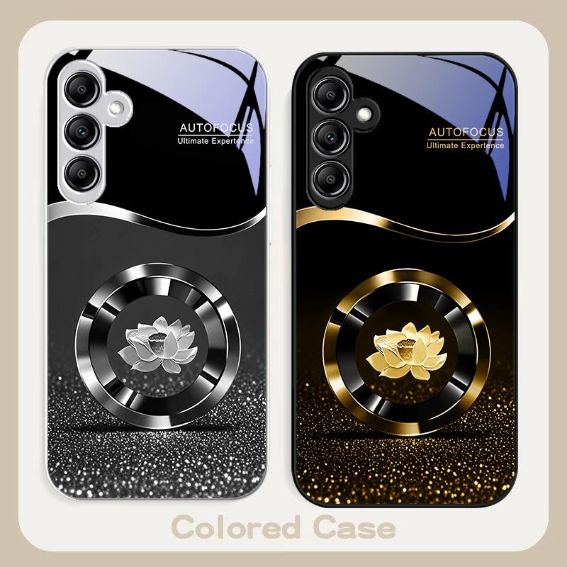 Circle Lotus Golden Dot For Samsung A 20 30 22 23 24 25 26 31 32 33 34 35 42 50 51 52 53 54 55 56 70 71 72 73 glass phone case