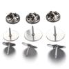 10pcs Stainless Steel Brooch Pin Base 10-14mm Cabochon Base Cufflink Settings Butterfly Tie Tack Pins Backs Jewelry Making DIY