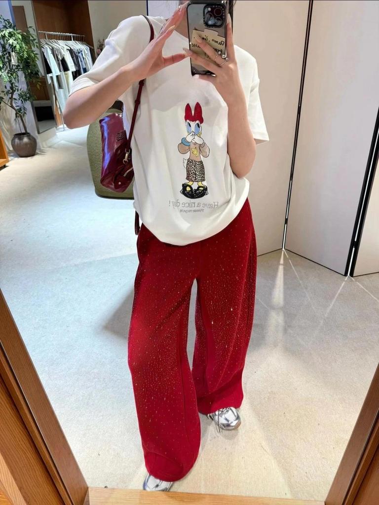 2026 Spring Women's Casual Cartoon Print Round Neck T-shirt - Short Sleeve, Versatile, New Arrival