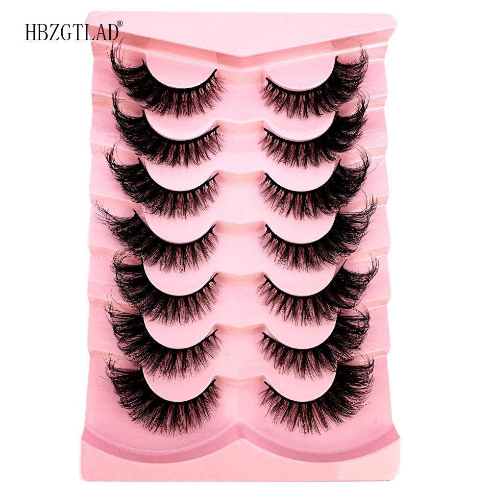 NEU 7 Paar Katzenaugen-Wimpern 3D Natürliche falsche Wimpern 5d Flauschige weiche Kreuz-Manga-Wimpern Wispy Natürliche Wimpernverlängerung Make-up