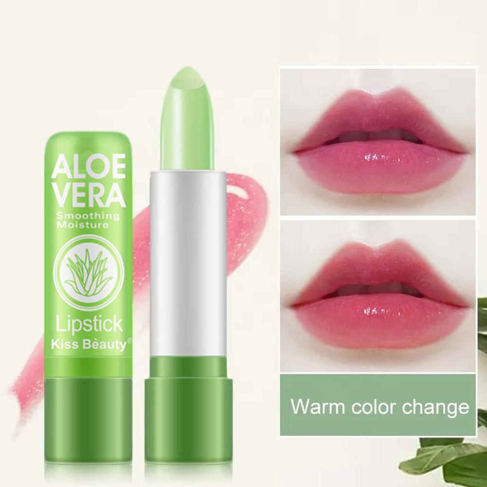 Rossetto Aloe Vera Che Cambia Colore Lunga Durata, Idratante, Balsamo Labbra Attivato dalla Temperatura, Resistente allo Sbiadimento, Cura Nutriente per le Labbra