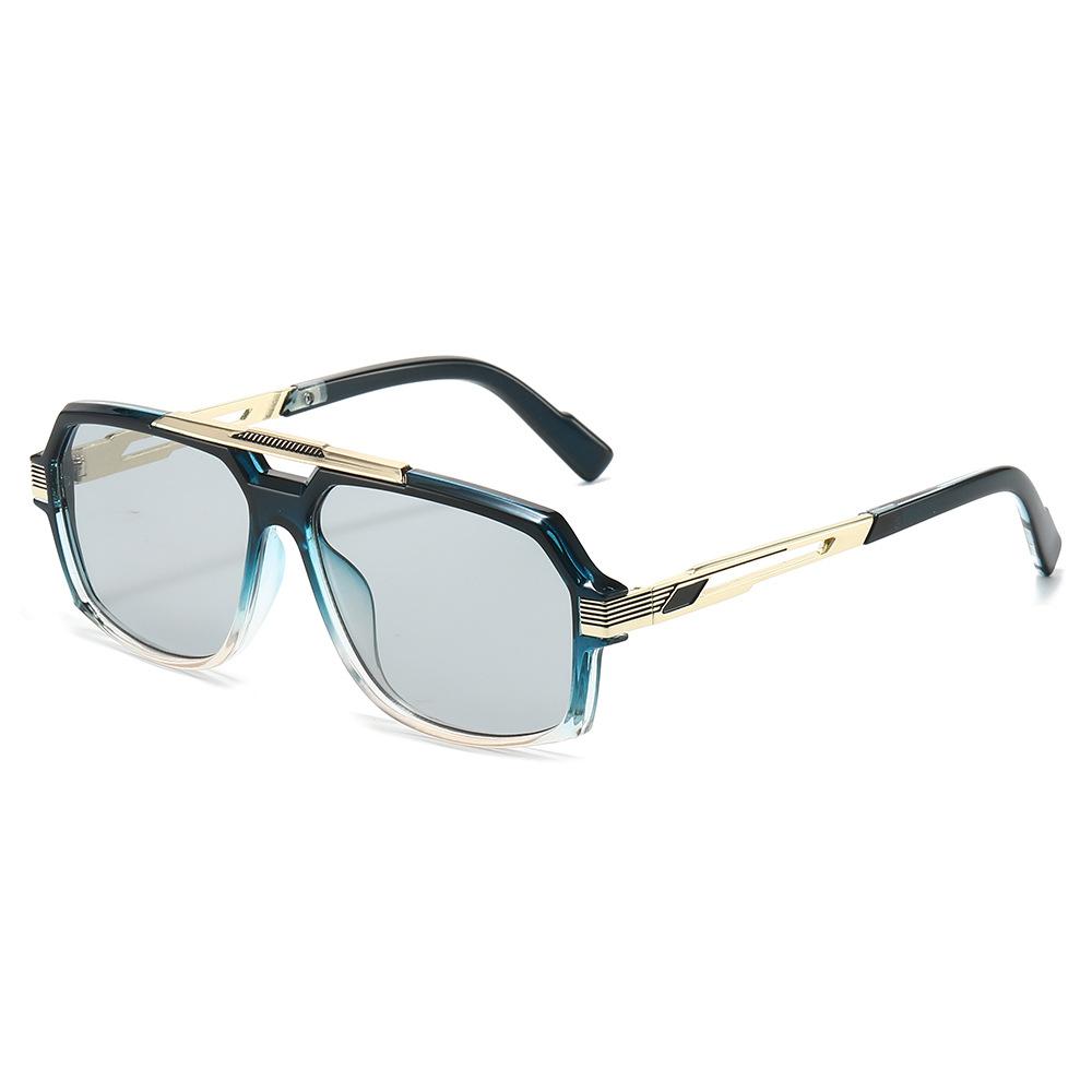  New Retro Double Bridges Square Women Sunglasses Fashion Trending Blue Gradient Shades UV400 Men Sun Glasses