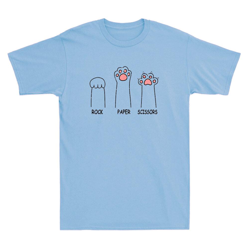 Rock Paper Scissors Hand Game Cute Paw Funny Cat Kitty Meme Retro Unisex Tshirt
