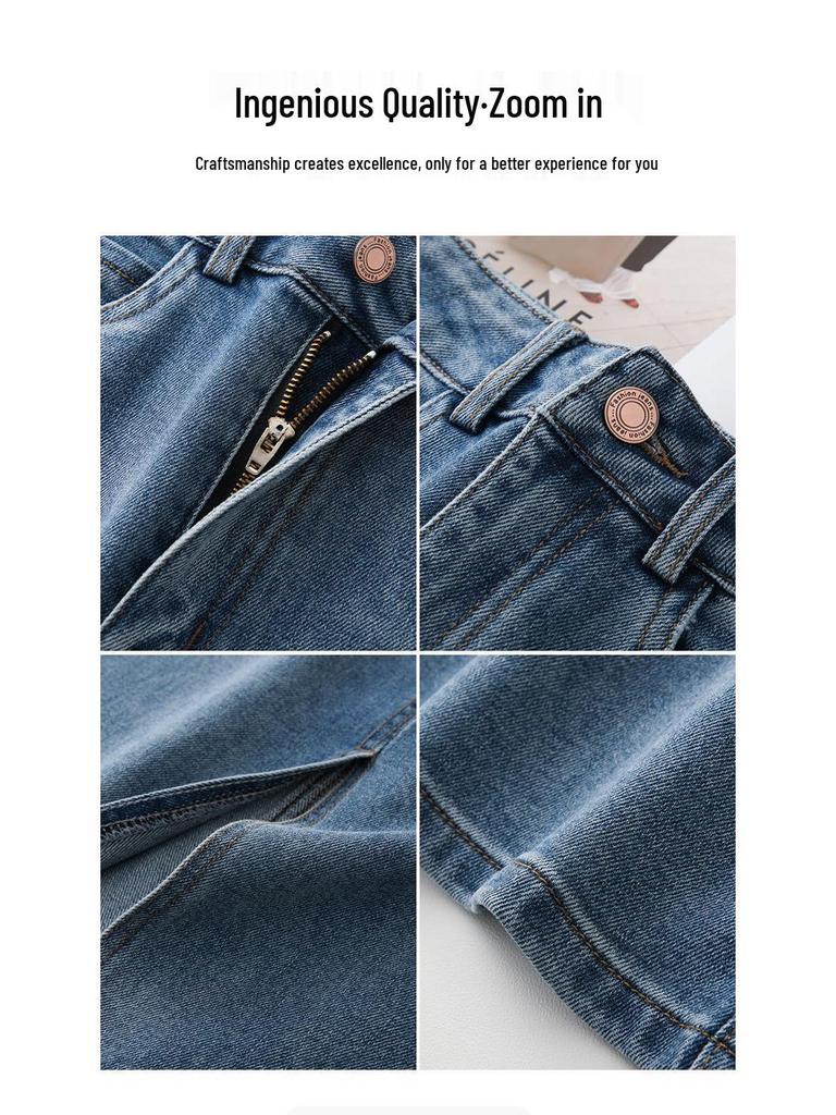 Women's High-Waisted A-Line Denim Midi Skirt with Retro Slit - Spring/Autumn 2026 Collection