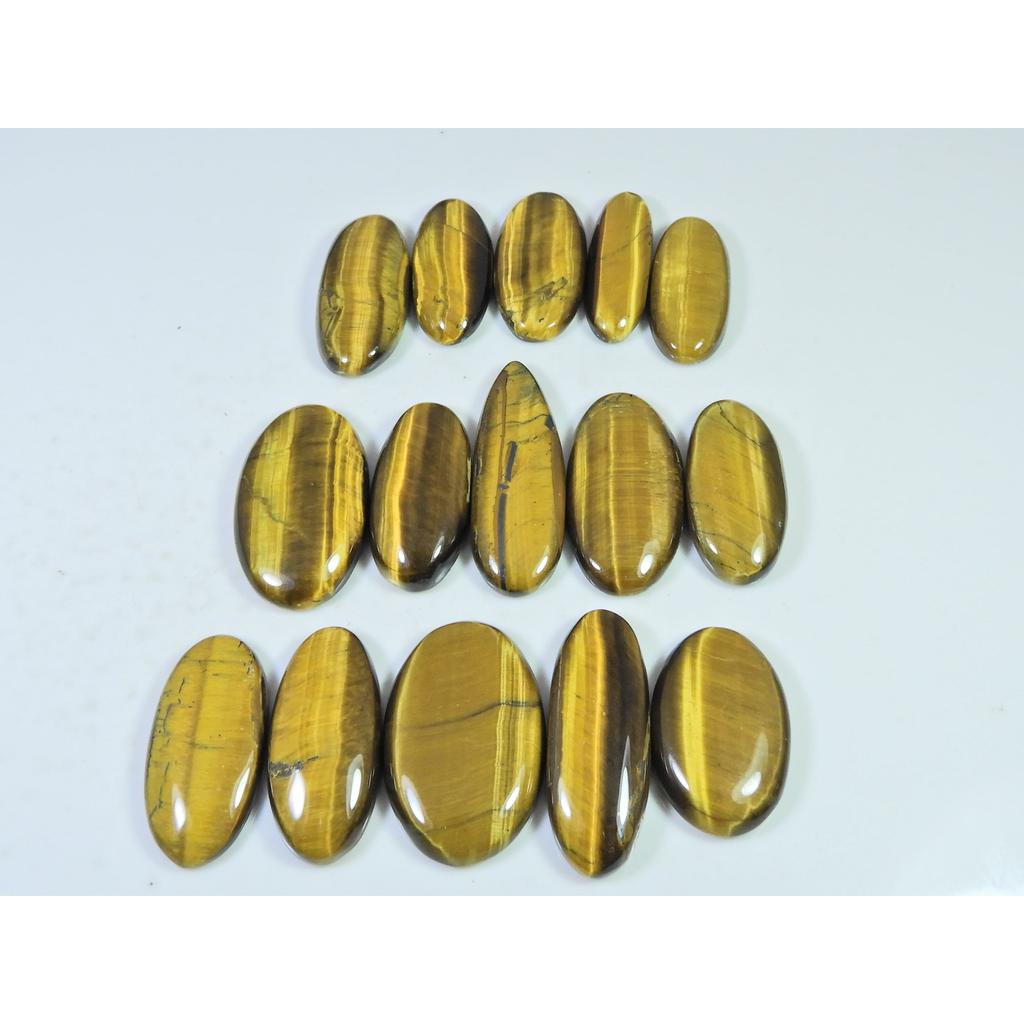 334Cts. Natural Tiger Eye Oval Cabochon Loose Gemstone 15Pcs Lot 28-30 MM C-717