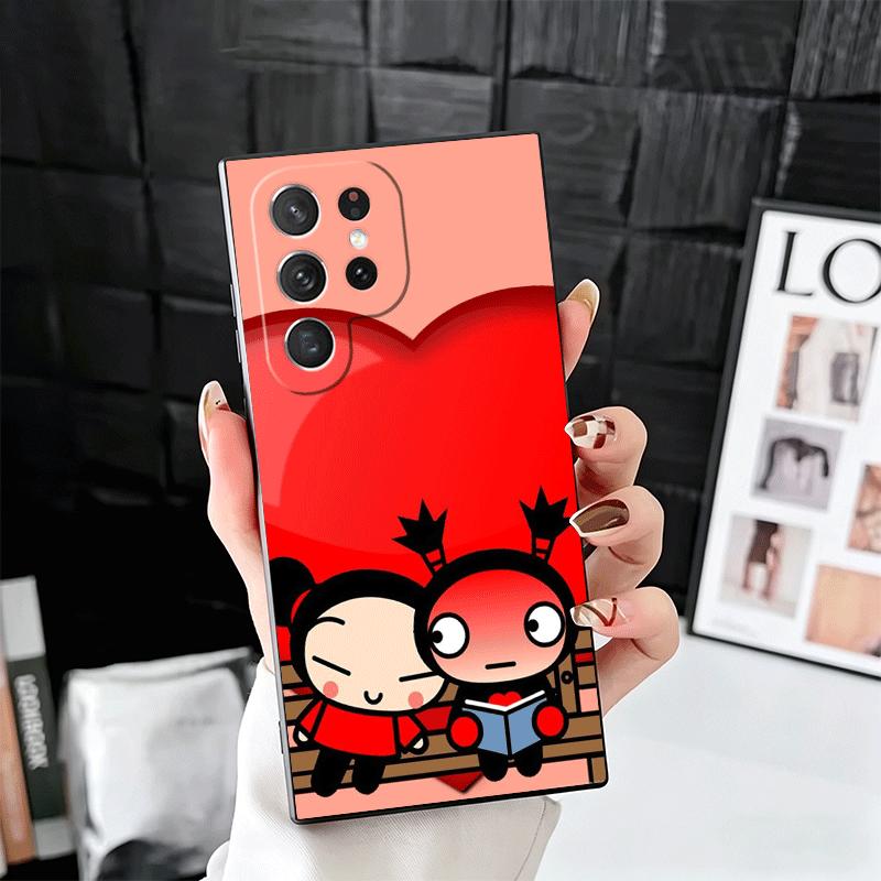 

Cartoon Cute Pucca Garu Soft Phone Case for Samsung Galaxy S26 S25 Edge S24 Ultra S23 Plus S22 S21 FE S20 Black Cover Back Shell Samsung S24