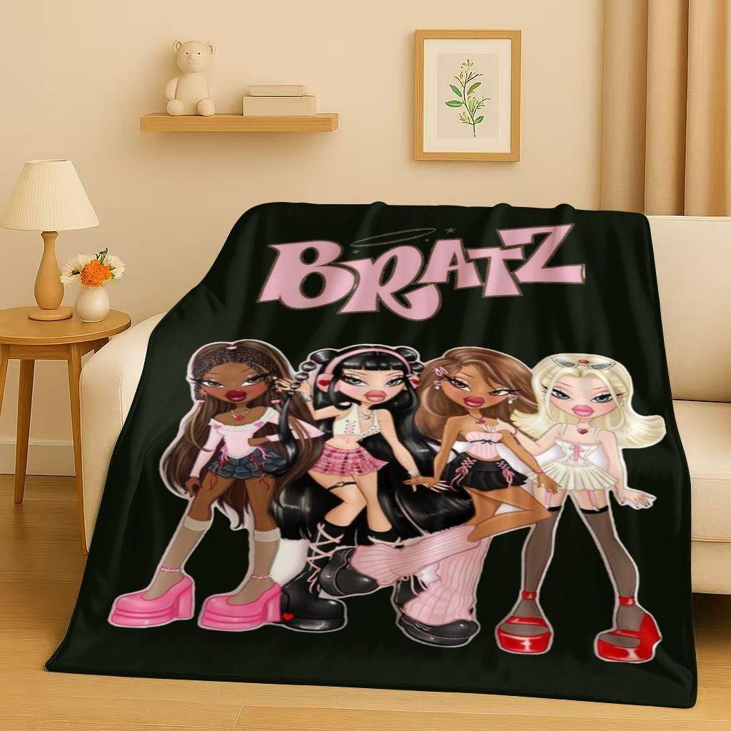 New Cartoon Bratz Doll Girl Flannel Blanket,Ultra Soft Warm Plush Throw for Home Bedroom Bed Sofa Cover Office Gift Kids Picnic