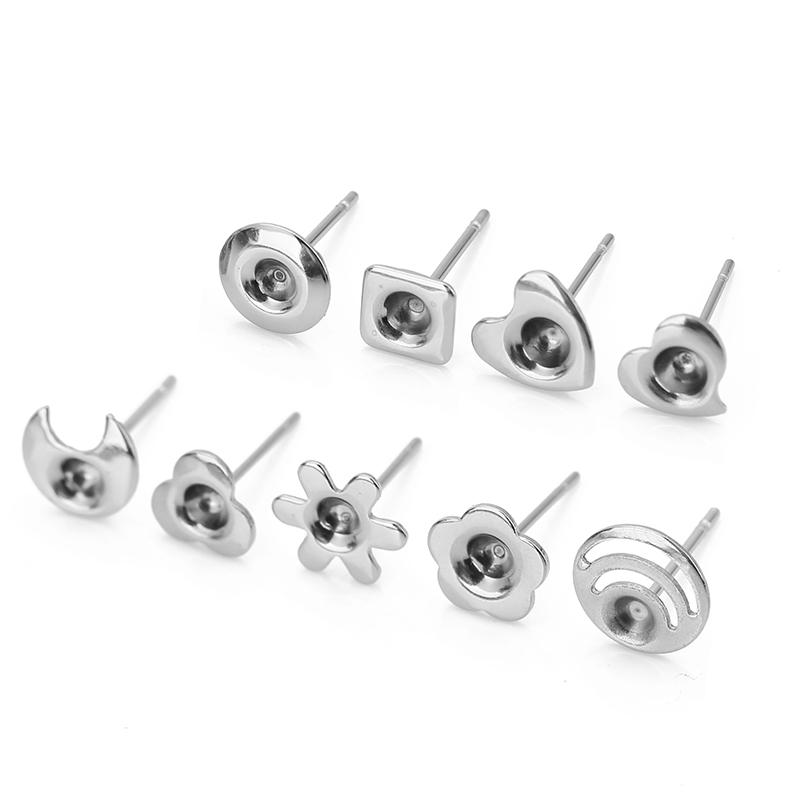 20pcs 3.5mm Stainless Steel Earrings Base Cabochon Settings Bulk Anti Allergy Earring Hooks For Jewelry Making Supplies Findings