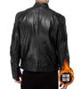 Winter Business Gentleman Warm Zipper Cardigan Pocket Decorative Fleece Thickened PU Leather Jacket Stand-Up Collar Slim Leather Jacket