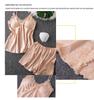Women's Silk Five-Piece Pajama Set: Spring/Autumn Nightdress & Robe with Chest Pad