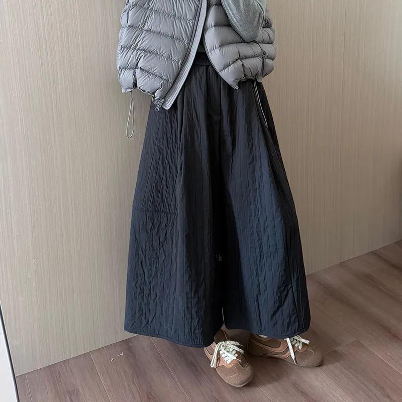 Женские широкие брюки из фактурной ткани с высокой талией, струящийся силуэт Onesize