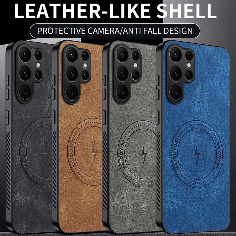 Magsafe Phone Case for Samsung S25 Ultra S 25+ Luxury Sheep Skin Magnetic Matte Anti-drop Bumper Cover for Galaxy S25 Edge