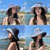 Flower bucket hat women's spring and summer sunscreen sunshade UV protection casual big eaves cover face big head circumference double basin hat