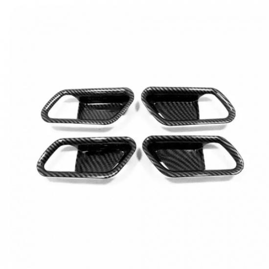 For Nissan Sentra -2024 Carbon Fiber Inner Door Handle Bowl Cover Trim 4pcs