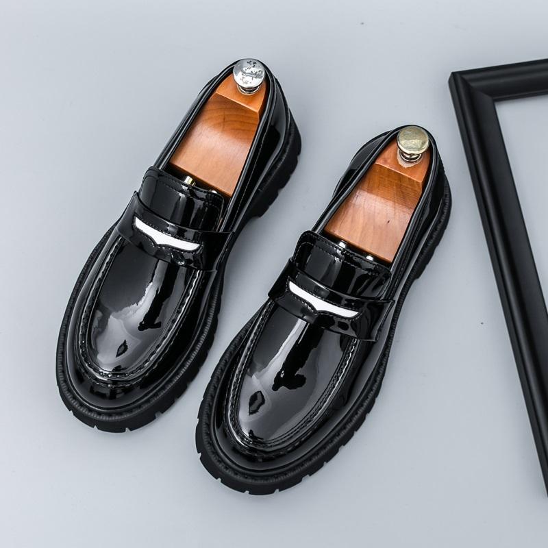 Fashion New Men's Mixed Color Patent Leather Height Increasing Shoes Designer Penny Loafter Formal Wedding Dress Homecoming Footwear