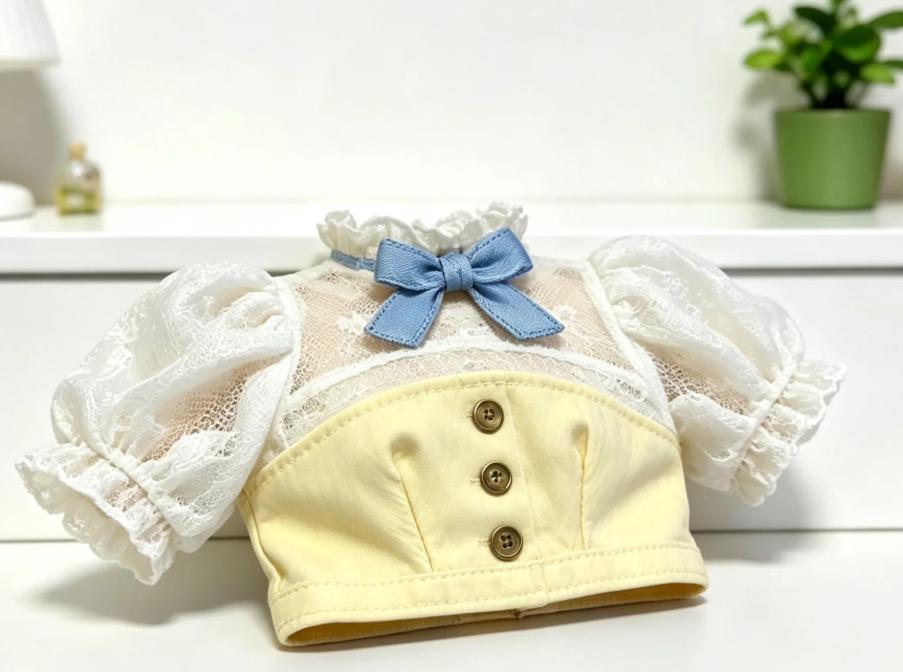 OB24 Blythe 1/6 Doll Outfit: Vintage Skinny Pants & Puff Sleeve Top