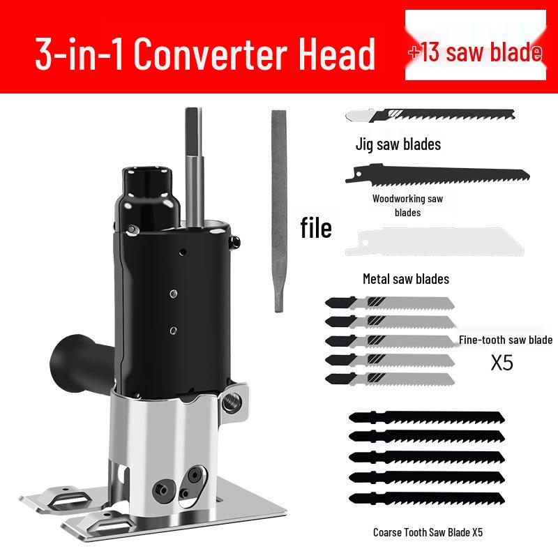 Handheld Jigsaw & Chainsaw Electric Drill Conversion for Woodworking