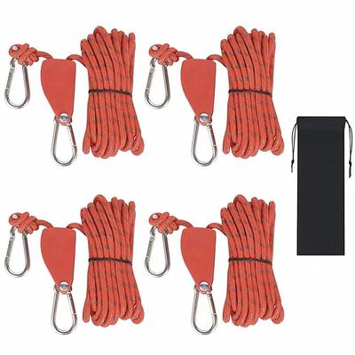 ILLIDAN Zeltseil Ratschenmechanismus Seilratsche 4mm x 4M 4er Set Rot Tragkraft 250kg Abspannseil Fluoreszierendes Seil Paracordseil Zeltseil Abspannleine